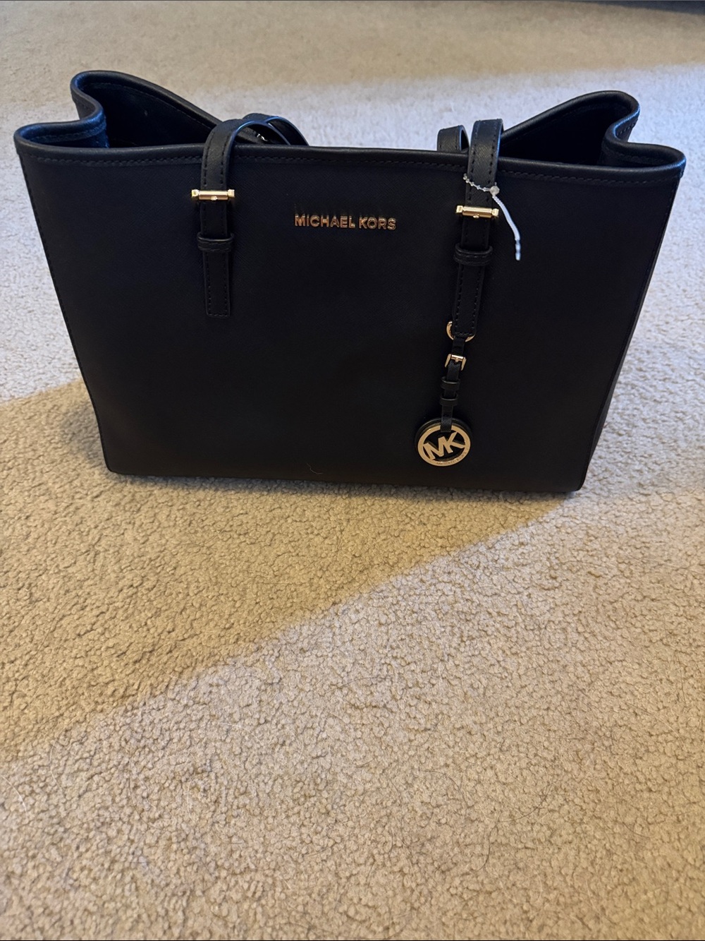 Michael Kors Black Tote with Gold MK Charm